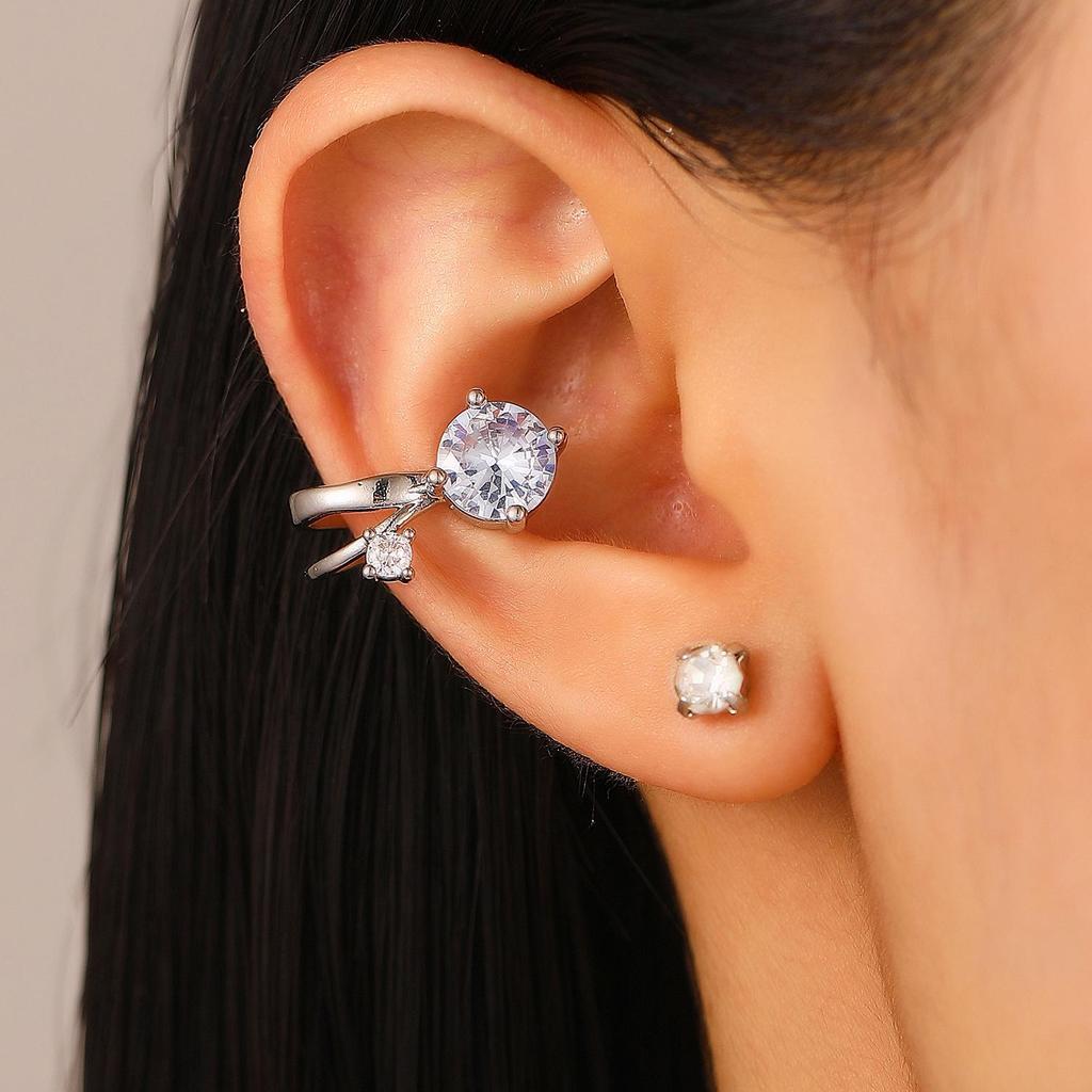 Набор клипс для ушей в виде листьев циркония: Стильный кафф для уникального образа (Пирсинг не требуется)