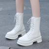 Модные классические и модные высокие женские ботинки, удобные и прочные походные ботинки на толстой подошве, повседневные ботинки для мотоциклистов со шнуровкой