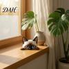 Wooden Cat Ornaments Cute Shelf Sitter Ornament, Peeking Kitten Figurine, Decorative Figurine for Bookshelves 2D Flat Statue Desktops And Handcrafted