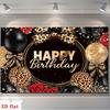 1pc, 2D flat, Happy Birthday leopard print red rose polyester backdrop, for party decorations, home, room, wsj