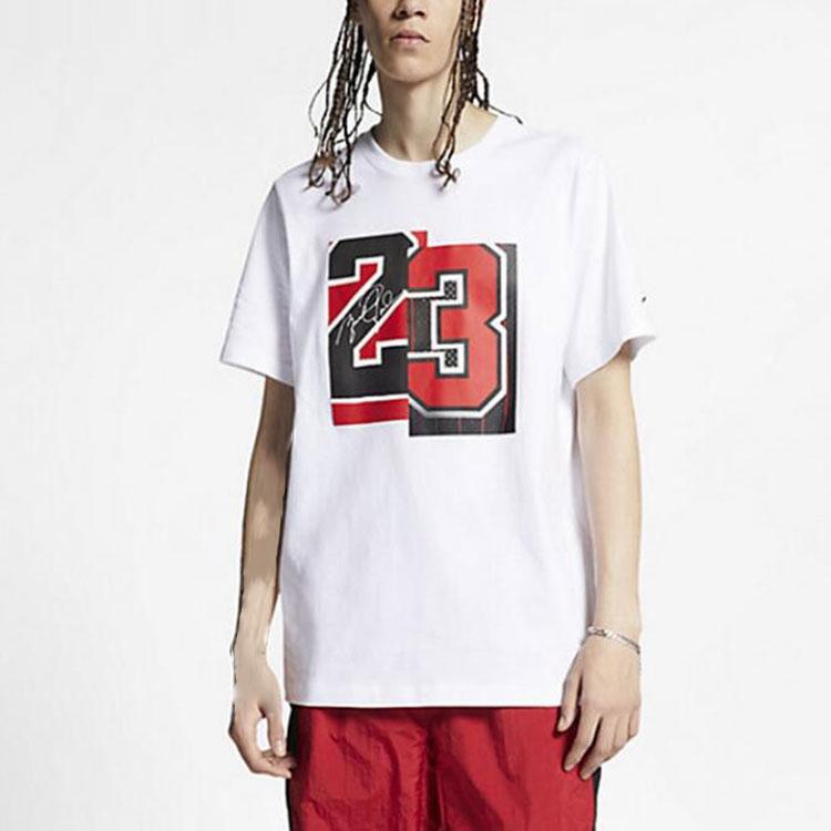 Jordan T Shirts Men's White Crew Neck Moderate Straight Fit CZ2349-100