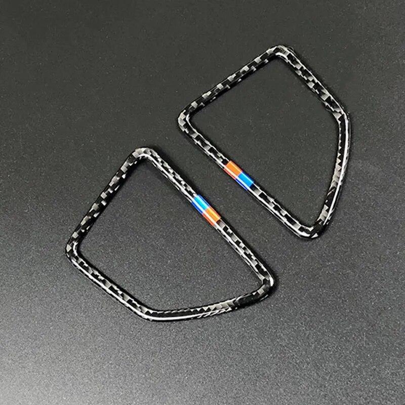 2pcs Carbon Fiber Auto Dashboard Air Conditioning Outlet Frame Trim Cover Stickers For BMW X5 E70 X6 E71 2008-13 Car Accessories