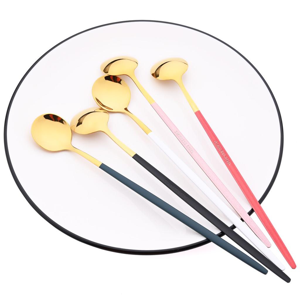 6 шт./компл., красочная ложка с длинной ручкой, столовая посуда, посуда для сока, кофе, перемешивающая посуда, ложка для мороженого, набор столовых приборов, кухонные инструменты