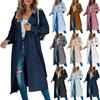 Women Overcoat Solid Slim Fit Coat Jacket Long Outerwear Windbreaker Trench Elegant Trench Coat