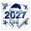 Креативные праздничные подарки 2027 Новый год Рождество Статическая наклейка на окно, Клей?Бесплатная наклейка-снежинка для вечеринки, многоразовые наклейки для дома