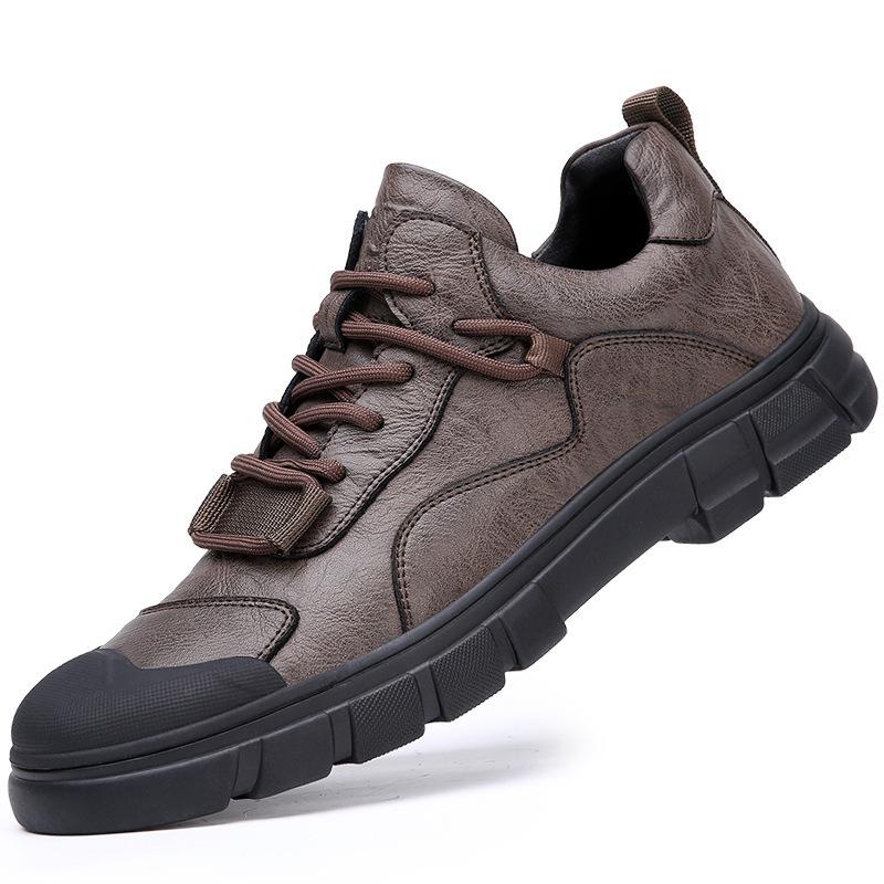 2025 Spring New Men's Shoes Leather Breathable Versatile Trend Sports Casual Leather Shoes Men's Outdoor Hiking Shoes