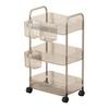 Movable Shelf with Wheels Multi-tiers Storage Rack Rolling Cart Transparent Basket Organizer Trolley for Snacks Cosmetics Bathroom