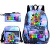 Rhythm Box Game Merchandise Student Bag Sprunki Cartoon Starry Sky Backpack Leisure Bag 3-piece Set D