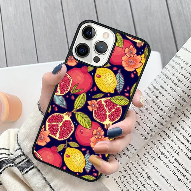 Чехол для телефона с тропическим узором из граната Для iPhone 17 Air 15 16 16e 11 12 13 14 Pro Max Чехол для iPhone 17 Air Max Plus Fundas