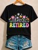 Women's Casual Round-Neck Short-Sleeve T-Shirt Simple Letter and Floral Print Loose and Comfortable Women's Short-Sleeve T-Shirt