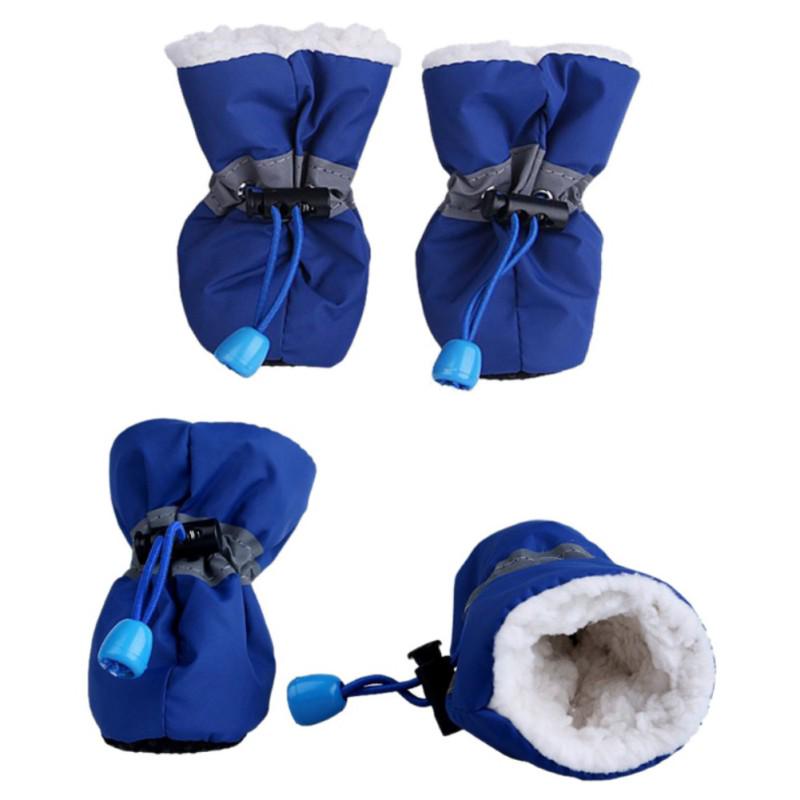 4 Pcs/lot Waterproof Dog Shoes with Cashmere Warm Inner, Anti-slip Shoes for Small Dog Rain Snow