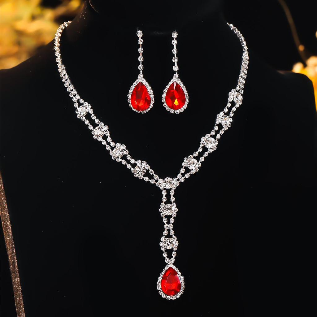 Luxury Bridal Zircon Flower Necklace & Earrings Set - Elegant Wedding Jewelry Accessories