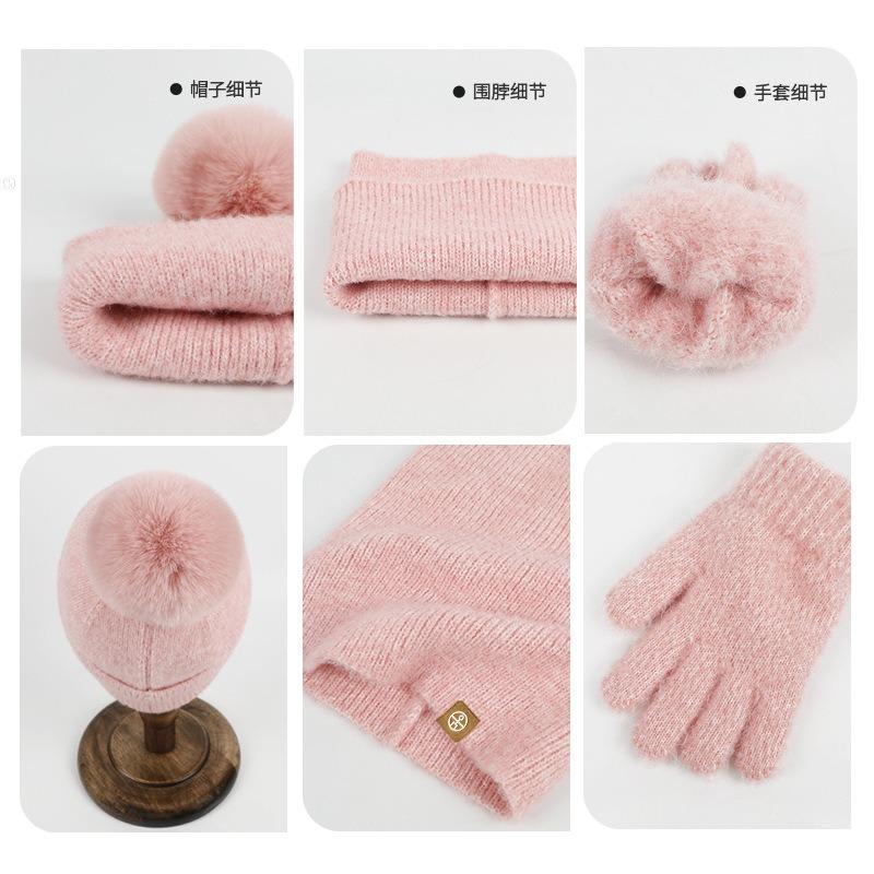 Детский унисекс шарф для тепла Зимний вязаный комплект из трех предметов для младенцев и малышей: шапка с защитой ушей, шарф, перчатки