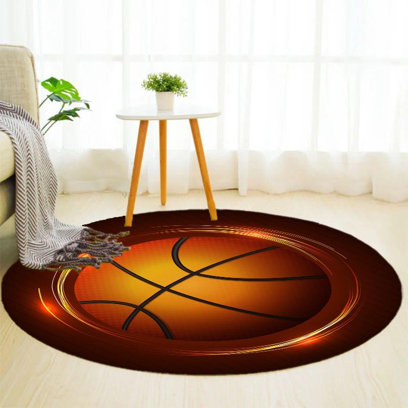 Cool Basketball Round Rug Nonslip Area Rug Office Chair Mat Carpet For Living Room Bedroom Home Decor