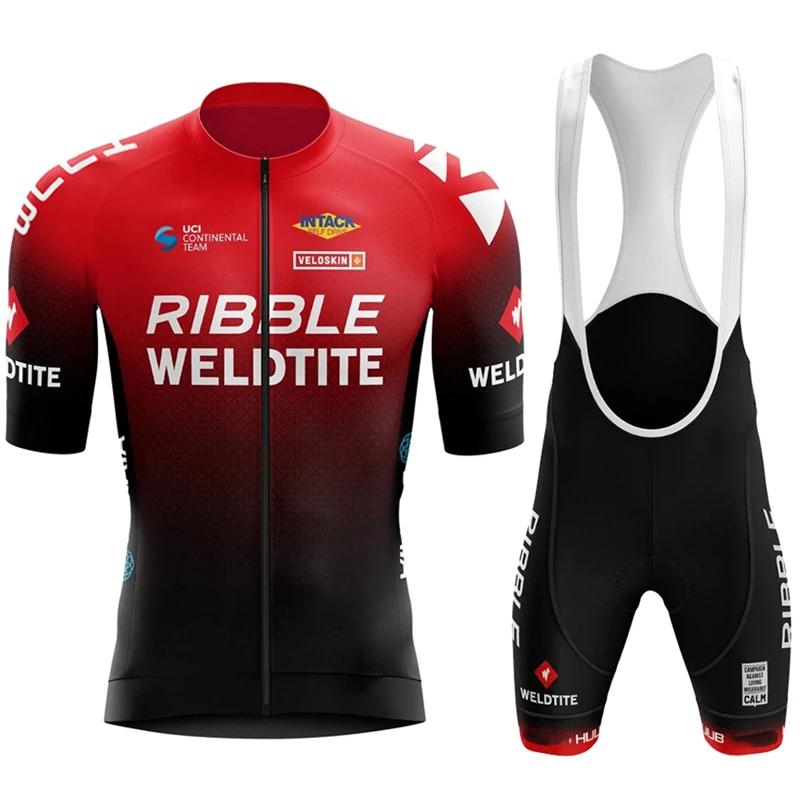 2026 Ribble Weldtite Cycling Jersey Set Short Sleeve Men Anti-UV Bike Summer Cycling Clothing Maillot Ciclismo Hombre Bicycle Suit