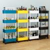 Storage Shelf  with 360-Degree Wheels Versatile 4-Tier Rolling Cart Space-Saving Removable Multi-Tier Shelf