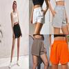 2024 Elastic Waist Women's Casual Wide Leg Solid Color Sports Shorts