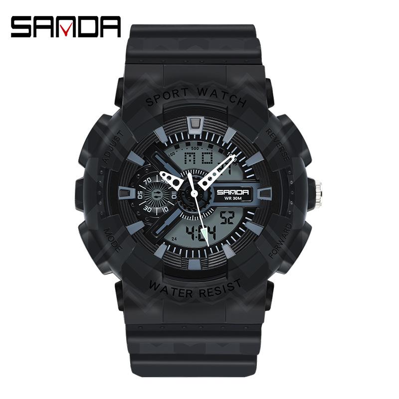 SANDA Waterproof Men's Watch Electronic Fashion Multifunctional Outdoor Watch Sports Watch