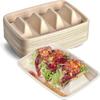 50Pcs Biodegradable Taco Holder 3 Compartments Taco Serving Tray Disposable Taco Plates  Restaurant