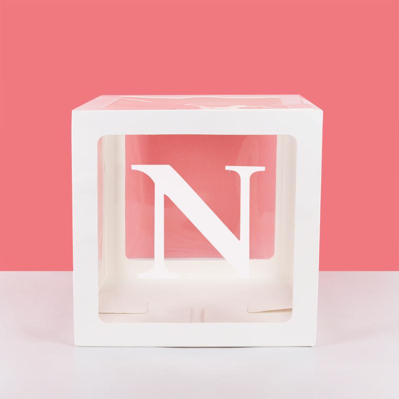 A-Z Letter Name Transparent Balloon Box BABY ONE Blocks Boy Girl Party Gift Box Wedding Decoration Baby Shower Birthday Party