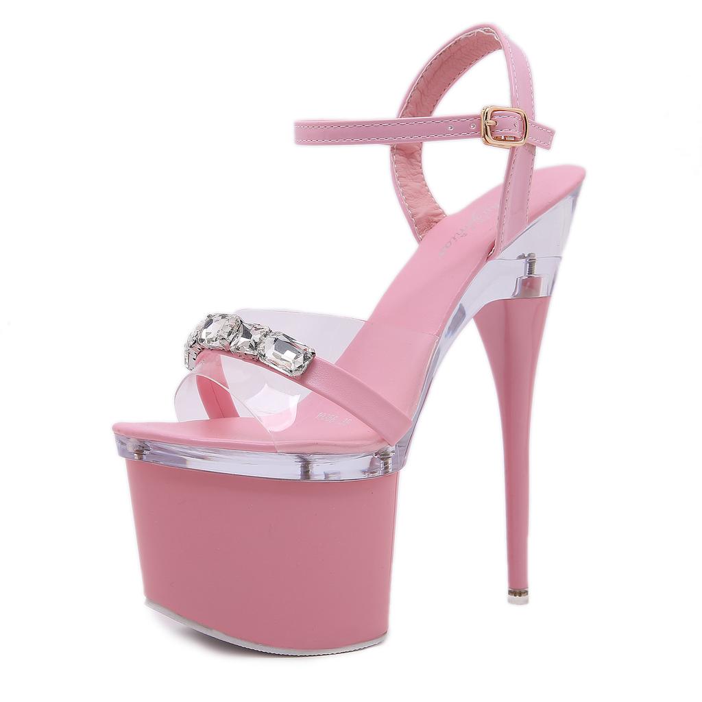 Мода Новая Женская обувь летние сандалии каблук прозрачный женский платформа Высокие каблуки Кристалл стриптиз танец свадебное платье 2025 обувь для стриптиза