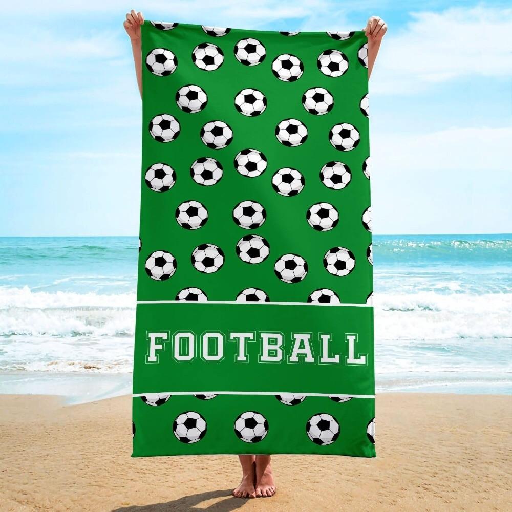 Portable Football Print Beach Towel Soft Shower Towel Creative Quick-Dry Beach Scarf Beach