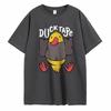 Duck Tape Printing Man T-Shirt Collar Short Sleeve Cotton Men's  Clothing for Summer Casual T Shirt Fashion Trend T-Shirt