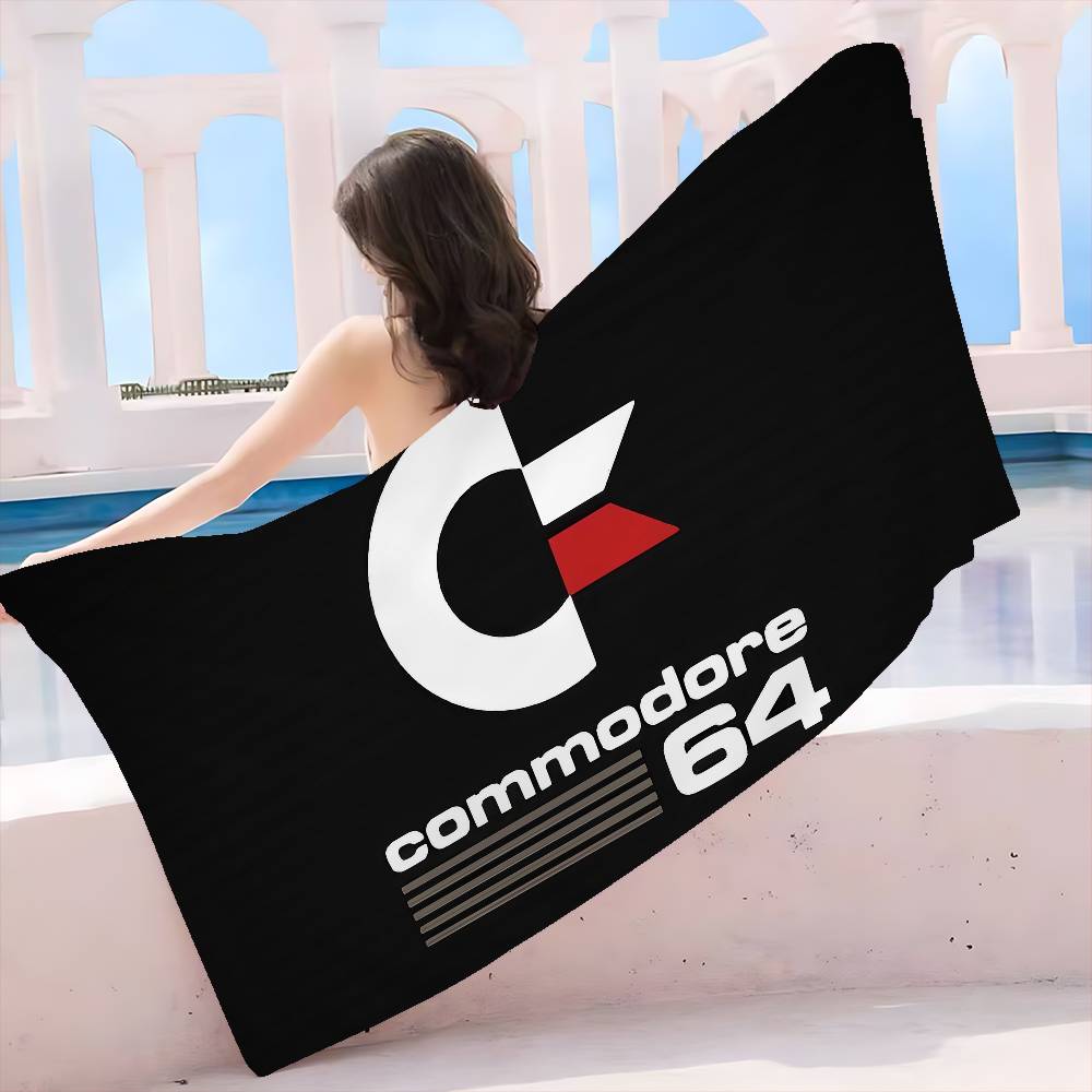 Логотип Commodore 64 Микрофибровое одеяло Быстросохнущие пляжные полотенца Большой размер Печать Супервпитывающее Полотенце-одеяло для бассейна