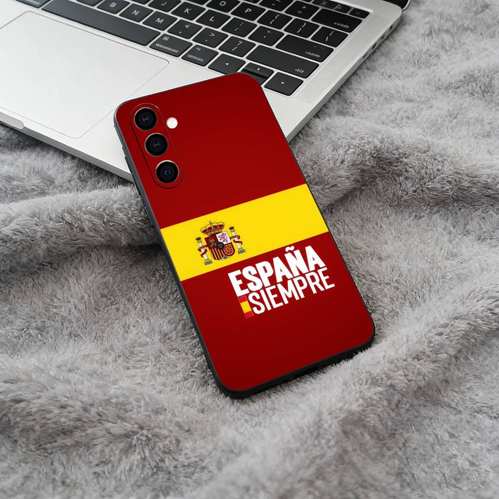 Spanish Flag Pattern Phone Case For Samsung Galaxy A73,A71 A72,A70,A53,A52,A51,Soft Silicone Black Cover
