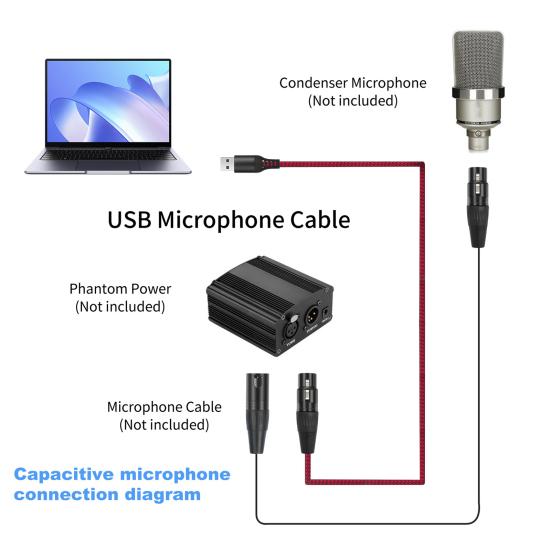 Кабель-адаптер USB папа к XLR мама Простой в использовании Универсальный кабель-конвертер для микрофона Plug-and-Play Студийный аудиокабель