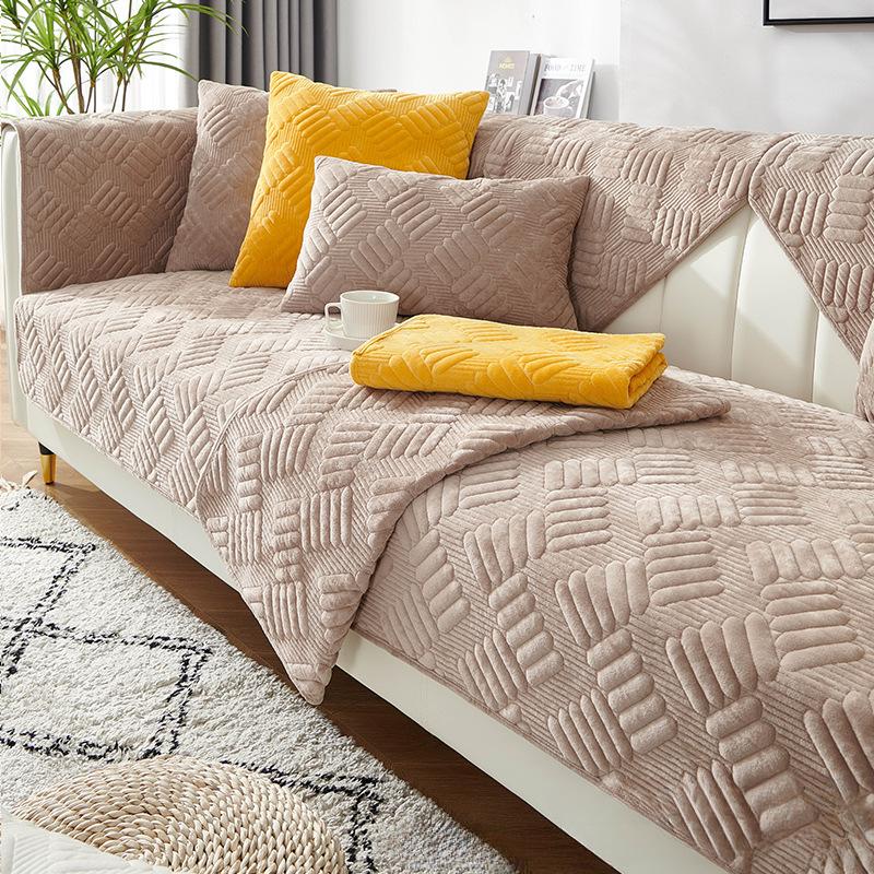 Зимняя плюшевая подушка для дивана, простая современная нескользящая тканевая подушка для дивана, чехол для дивана, чехол