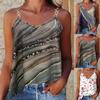 Marble Print Chain Cami Top, Casual V-neck Sleeveless Spaghetti Strap Top, Women's Clothing