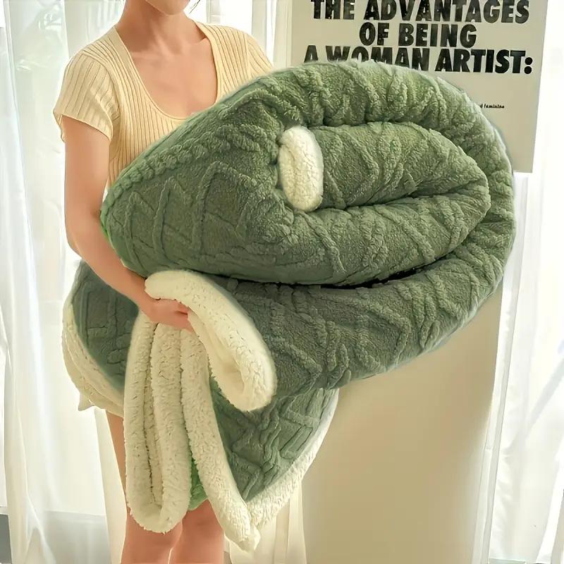 1 шт. жаккардовое шерпа утяжеленное одеяло 10 фунтов для взрослых - мягкое, теплое и утолщенное успокаивающее одеяло для максимального комфорта