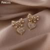 Милые серьги-пусеты в форме сердца с вырезами, корейский стиль, серьги из цинкового сплава с золотым покрытием, серьги-подвески, женские украшения PD2223