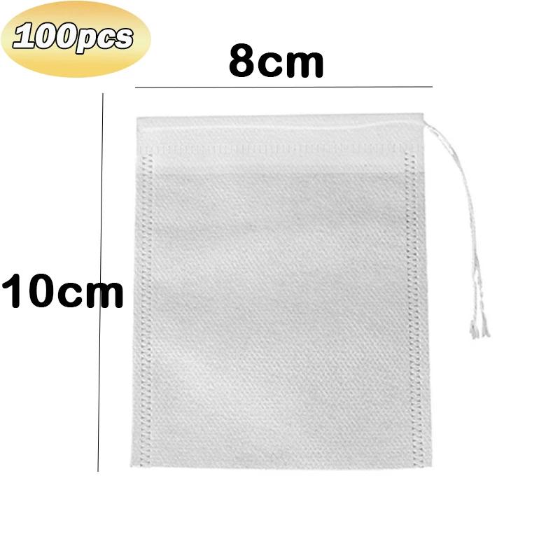 100 / Batch Tea Bags Disposable Non-woven Spice Tea Filter Bag with Rope Filter Paper Loose Tea Herbs De Especiarias Chá Solto