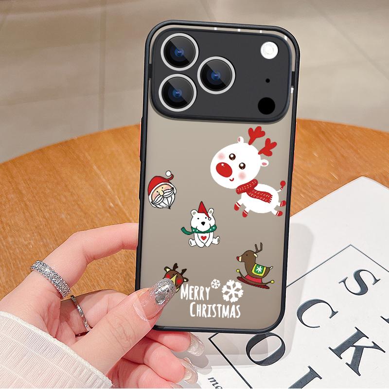 Christmas New Year Print Case For iPhone 17 Air 16e 16 15 14 Pro Max 13 Shockproof Soft Edge Hard PC Matte Phone Cover