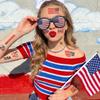 Клоунская парилка в цветах флага США, Очки, Шарф в комплекте, Водонепроницаемые Патриотические Временные Татуировки, Наклейки со Флагом США