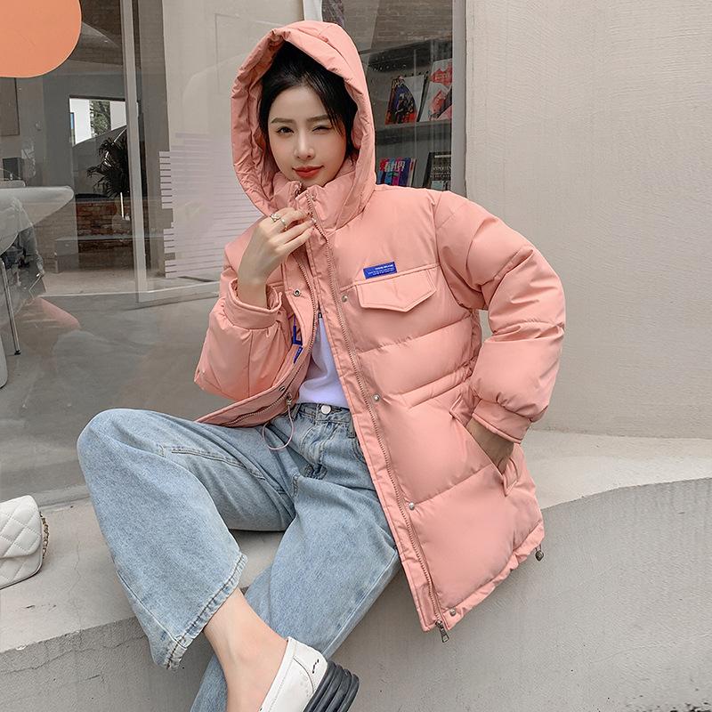 Зимняя утолщенная теплая пуховая куртка средней длины из хлопка женская зимняя