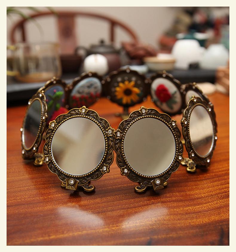 DIY Retro Embroidery Folding Makeup Mirror Kit: Beginner-Friendly Cute Ancient Style
