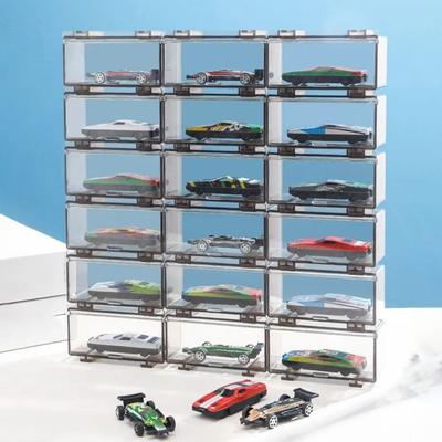 Практичная пластиковая коробка для моделей автомобилей 1:64 Прозрачный водонепроницаемый кейс-дисплей для машинок Hot Wheels MiniGT, штабелируемый