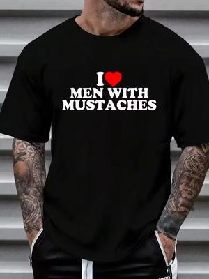 100% Cotton I Love Men With Mustaches T Shirt Women's Men's Graphic Tee Causal Tops Fashion T Shirt Short Sleeve T Shirt