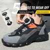 Rotating Button Mens Breathable Safety Work Shoes With Steel Toe & Air Cushion Sole - Puncture-Resistant for Construction Tasks