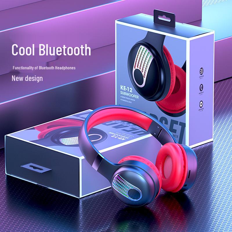 Bluetooth-ободок-наушники KE-12 со светодиодной подсветкой, HIFI Super Bass и долгим временем автономной работы