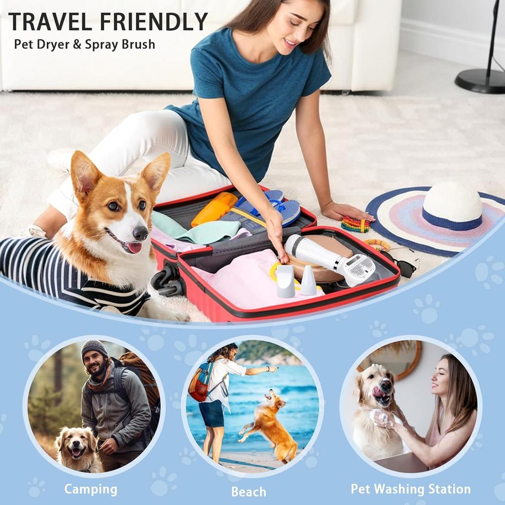 Расческа для домашних собак с распылительной щеткой Фен для собак Удаляет шерсть во время сушки волос Многофункциональный инструмент для чистки шерсти домашних животных