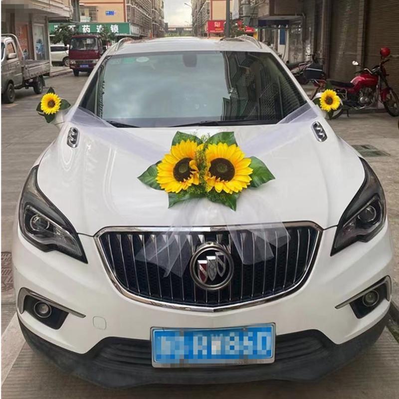 Свадебный автомобиль Украшение из цветов на капот - Креативный Эскорт Свадебный автомобиль Полный комплект