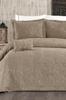 Derin 7 Pcs Bridal Set, Bedspread 260x260, Sheet 240x260, Double Size, King Size, Silk Velvet Chenille Fabric Cappucino