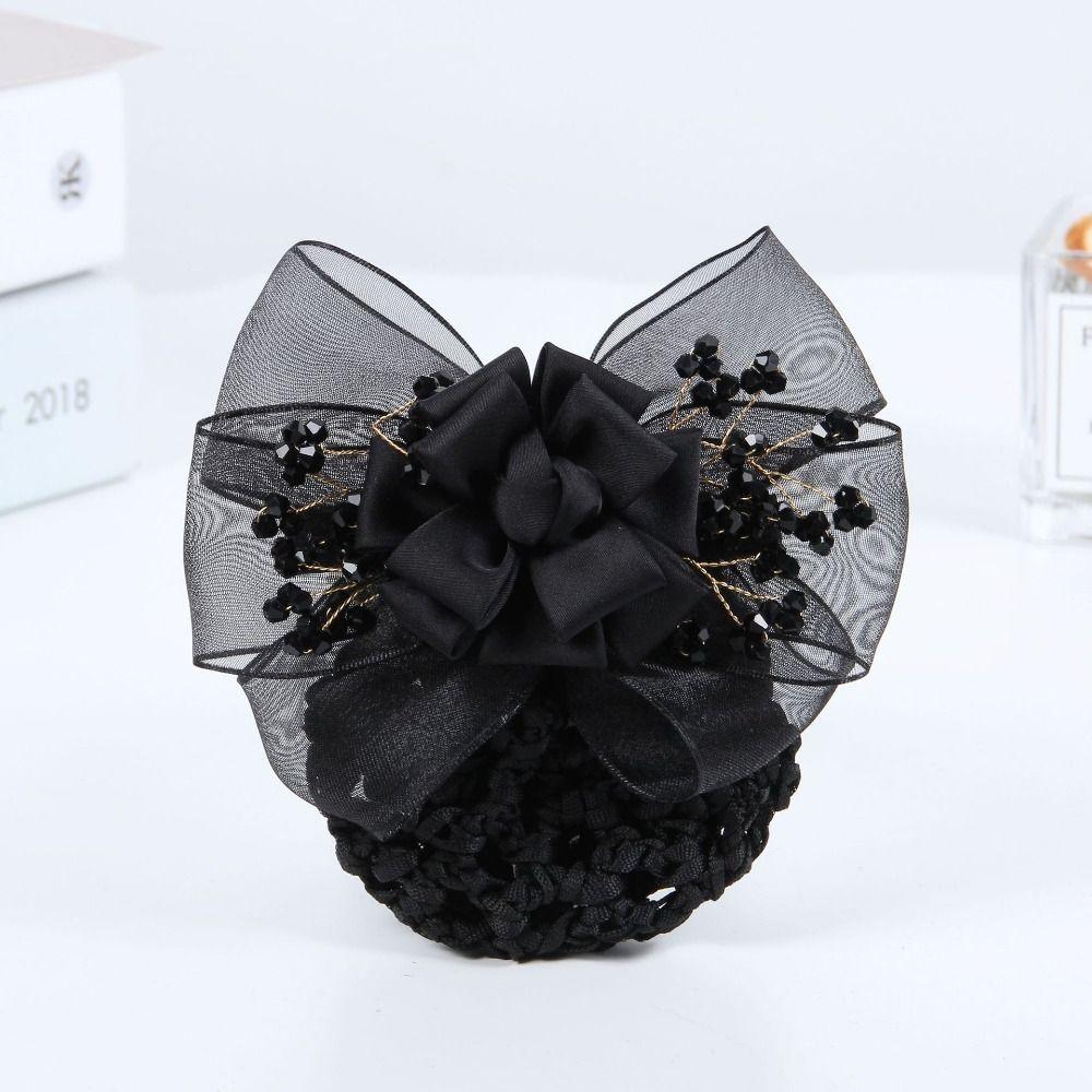 Chiffon Hairnet Cover Retro Horsetail Clip Elegant Hair Net Bag Flight Attendant