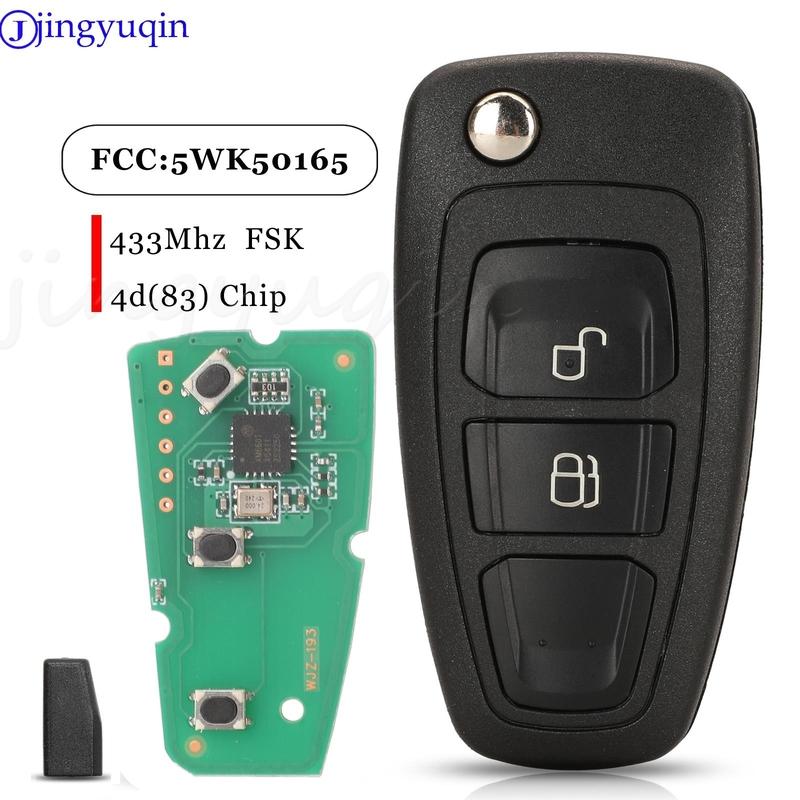 Jingyuqin For Ford Ranger 2011 2012 2013 2014 2015 Remote Car Key Fob 433mhz Fsk ID60-83Bit 5WK50165 2 Buttons
