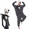 Cozy Nightmare Before Christmas Jack Pattern Sleepwear Jumpsuit With Hood And Tuxedo Design