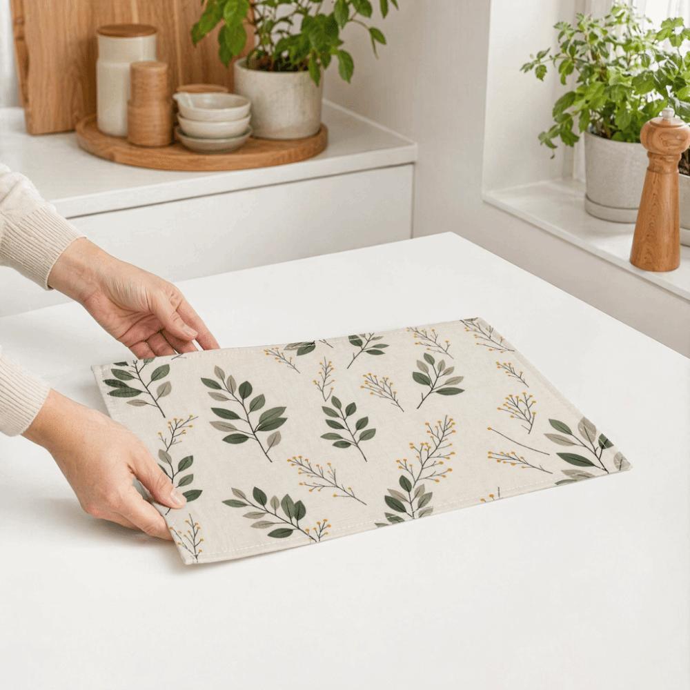 2PCS Oil-Proof Dining Table Mat Rectangular Coffee Cup Mats Washable Heat-Insulating Mat Kitchen
